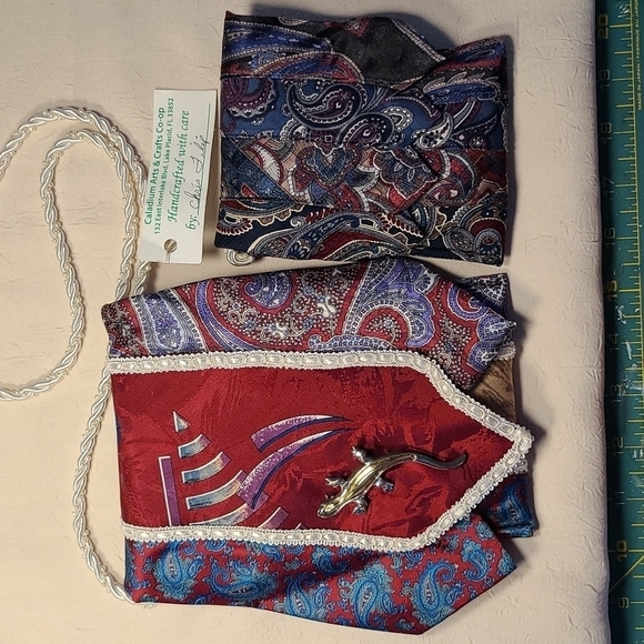 2 Handmade SILK TIE PURSES - Picture 1 of 16